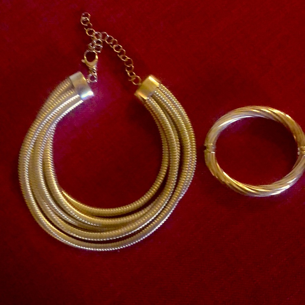 Italian Flexible Tubular Multi Strand Rose Gold on Sterling Necklace/Bracelet